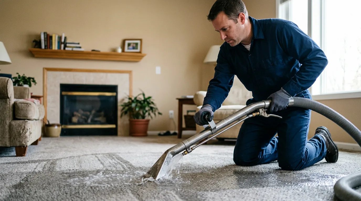 Water damage restoration technician working near Waterford, WI